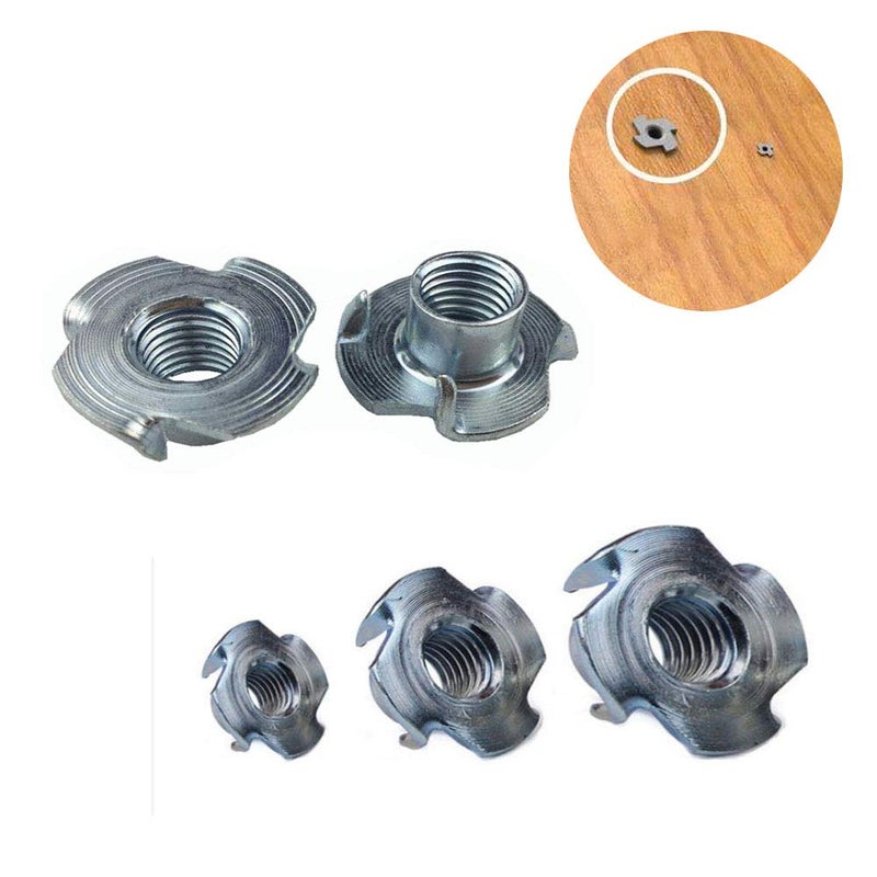 Omama T-Nut 1/4"-20,5/16"-18, 3/8"-16, (100 Pack) 4 Pronged Tee Nut Assortment Kit,for Rock Climbing Holds, Wood, Cabinetry, etc. - Image 5